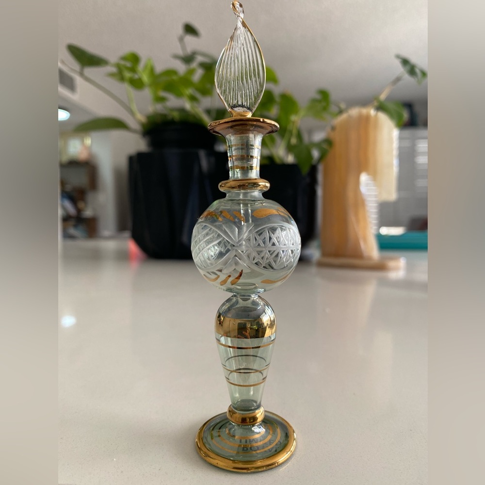 ROYAL LIMITED HAND CRAFTED EGYPTIAN CRYSTAL 3 PERFUME SCENT OIL BOTTLES